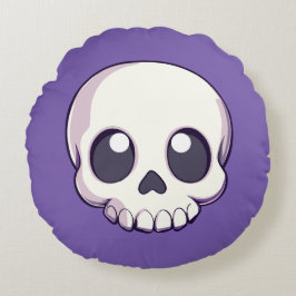 Almofada Redonda Bonita Cartoon Skull Halloween