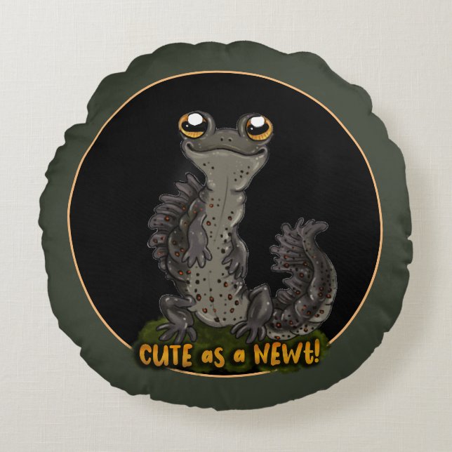 Almofada Redonda Bonita como um Newt! (Frente)