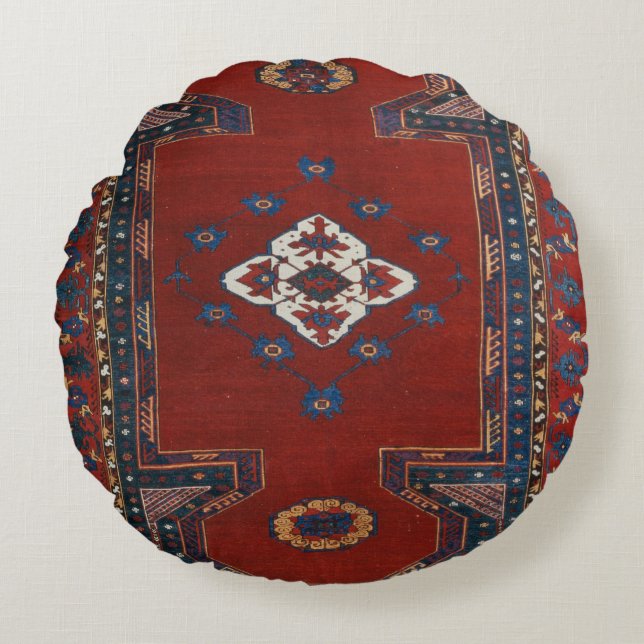 Almofada Redonda Bonita tapete tradicional turco (Frente)