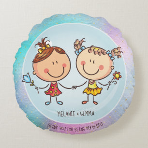 Almofada Redonda Bonitas BFF Besties Kawaii presentes para garotas 