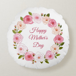 Almofada Redonda Bonito camada de Rosa de aquarela do Pastel