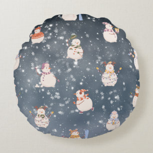 Almofada Redonda Bonito desenho de Natal Snowman