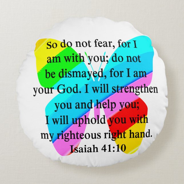 ALMOFADA REDONDA BONITO DESIGN ISAIAH 41:10 (Frente)