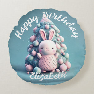 Almofada Redonda Bonito, engraçado, coelho, estilo kawaii