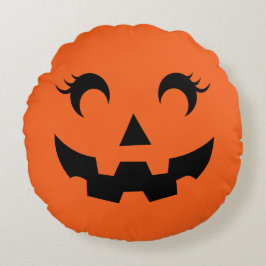 Almofada Redonda Bonito Halloween Jack O'Lanterna Pumpkin Face Lara