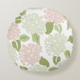 Almofada Redonda Bonito hydrangea floral preppy clássico