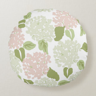 Almofada Redonda Bonito hydrangea floral preppy clássico