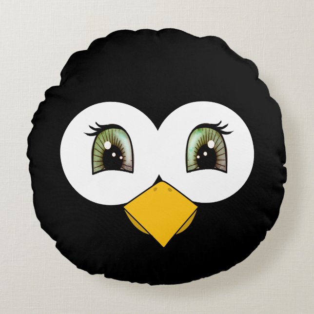 Almofada Redonda Bonito Penguin Face (Frente)