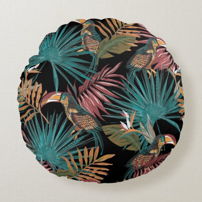 Almofada Redonda Bonito prática decorativa ocular floral (Frente)