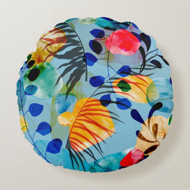 Almofada Redonda Bonito prática decorativa ocular floral (Frente)