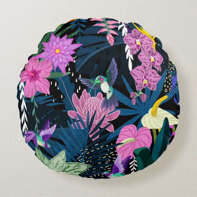 Almofada Redonda Bonito prática decorativa ocular floral (Frente)