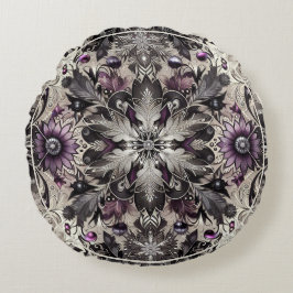 Almofada Redonda Bonito Purple, Black and Taupe Chirstmas