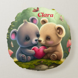 Almofada Redonda Bons animais apaixonados