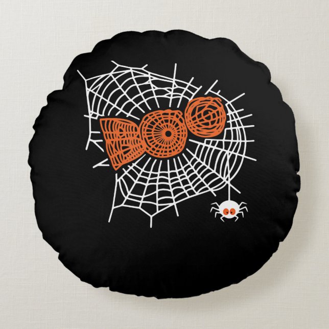 Almofada Redonda Boo Spider Web Engraçado com Engraçado na Web (Frente)