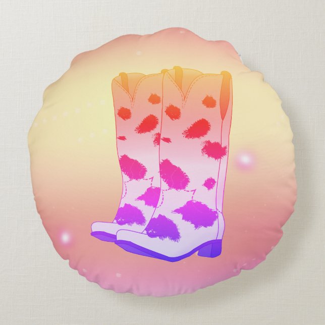 Almofada Redonda Boot Scoot Throw Pillow (Pink) (Verso)