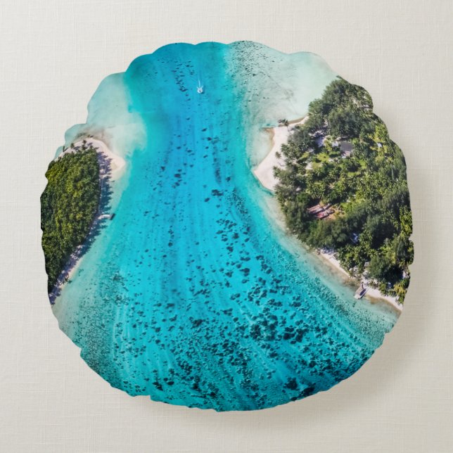 Almofada Redonda Bora Bora - Caminho Para O Oceano (Frente)