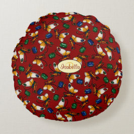 Almofada Redonda Borboletas brancas laranja, Emerald, Sapphire