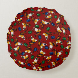 Almofada Redonda Borboletas brancas laranja, Emerald, Sapphire em v