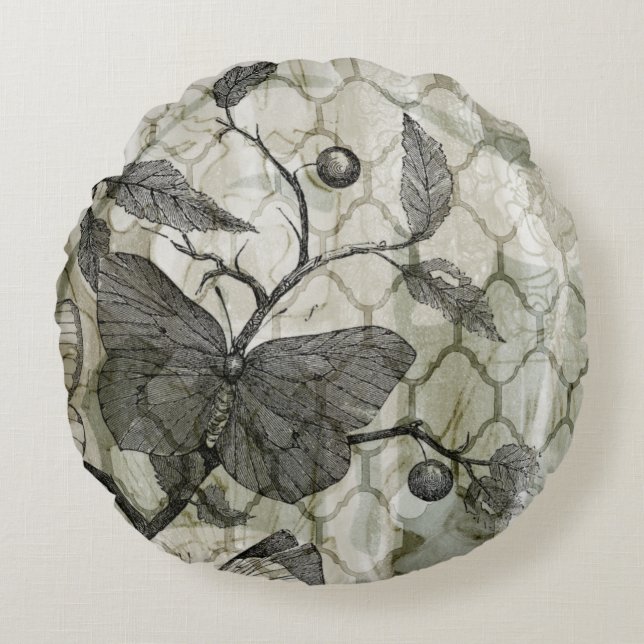 Almofada Redonda Borboletas do Arabesque mim (Frente)