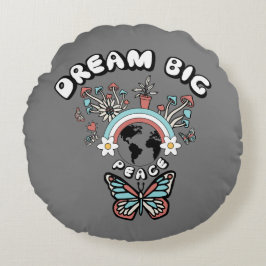 Almofada Redonda Borboletas e Cogumelos Sonham Grande inspo positiv