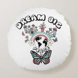 Almofada Redonda Borboletas e Cogumelos Sonham Grande inspo positiv