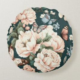 Almofada Redonda Borboletas e flores