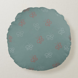 Almofada Redonda Borboletas Estrelas Sage Green