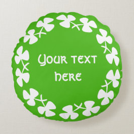 Almofada Redonda Borda de Camarões Brancos Adicionar Texto