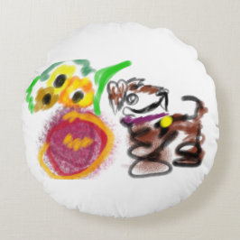 Almofada Redonda Border Collie sunflowers 