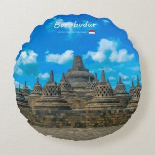 Almofada Redonda Borobudur, Indonésia - Antigo Templo Budista