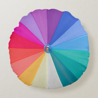 Almofada Redonda Borras coloridas em travesseiro decorativo redondo