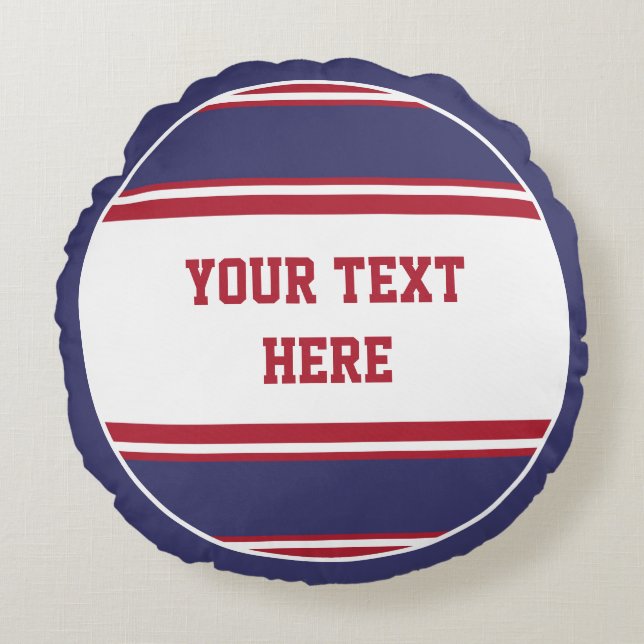 Almofada Redonda Botão Esportes EUA / Inglaterra + seu texto (Frente)