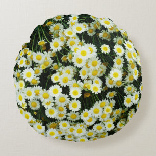 Almofada Redonda Botões de Flor de Margarida Delicada Amarela, 