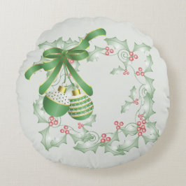 Almofada Redonda Boughes of Holly Light Green Pink