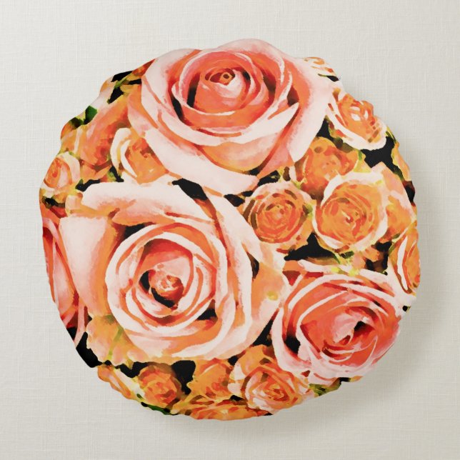 Almofada Redonda bouquet de rosa de pêssego (Verso)
