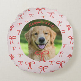 Almofada Redonda Bow Pattern Personalized Pet Photo Pillow