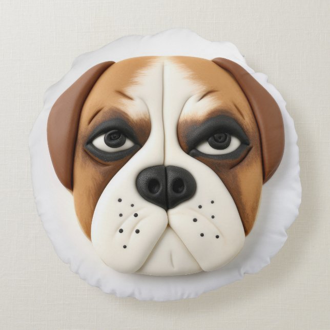 Almofada Redonda Boxer Dog 3D Inspirado (Verso)