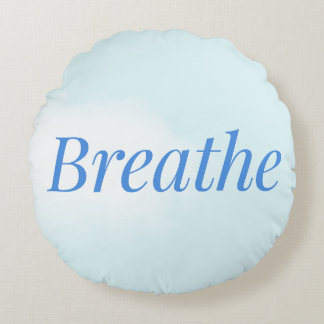 Almofada Redonda “Breathe” – Calming Blue Round Pillow for Mindful