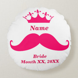 Almofada Redonda Bride Pink Mustache Round Throw Pillow