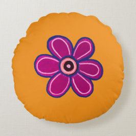 Almofada Redonda Bright Abstrato Flower Art