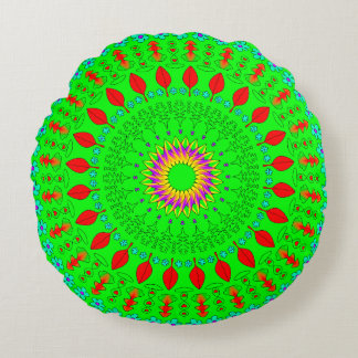 Almofada Redonda Bright Green Round Bohemian Throw Pillow