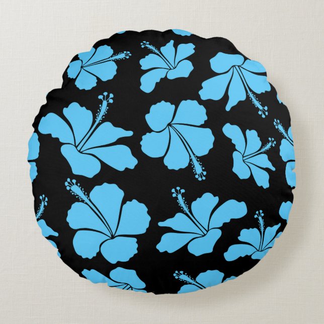 Almofada Redonda Bright hawaiian seamless pattern with tropical hib (Frente)