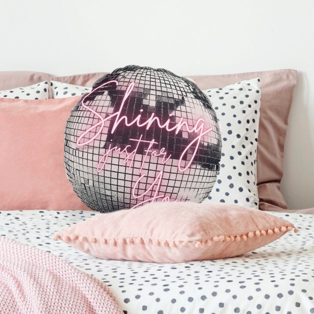 Almofada Redonda Brilhando Apenas Para Você Espelhar O Disco Da Bol (Shining Just For You Mirror Ball Disco Round Pillow)