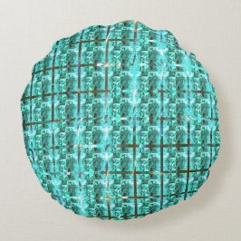 Almofada Redonda Brilhante azul claro, quadrados ou dentro de image