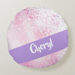 Almofada Redonda Brilhante púrpura, rosa e branca