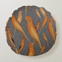 Almofada Redonda British Yorkshire Canary Cinza Brocade Background