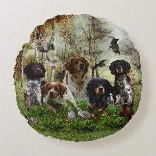 Almofada Redonda Brittany Spaniels, Caça de Pássaros