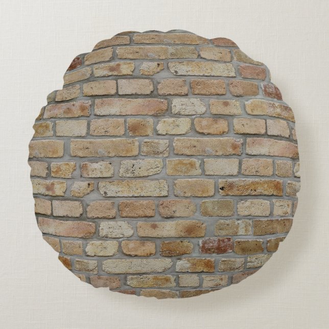 Almofada Redonda Brown Brick Wall A Novelty Design (Frente)