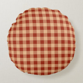 Almofada Redonda Brown Checkered Gingham Pattern