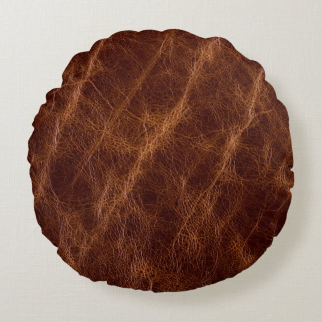 Almofada Redonda Brown leather textureleather,texture,abstract,acce (Frente)
